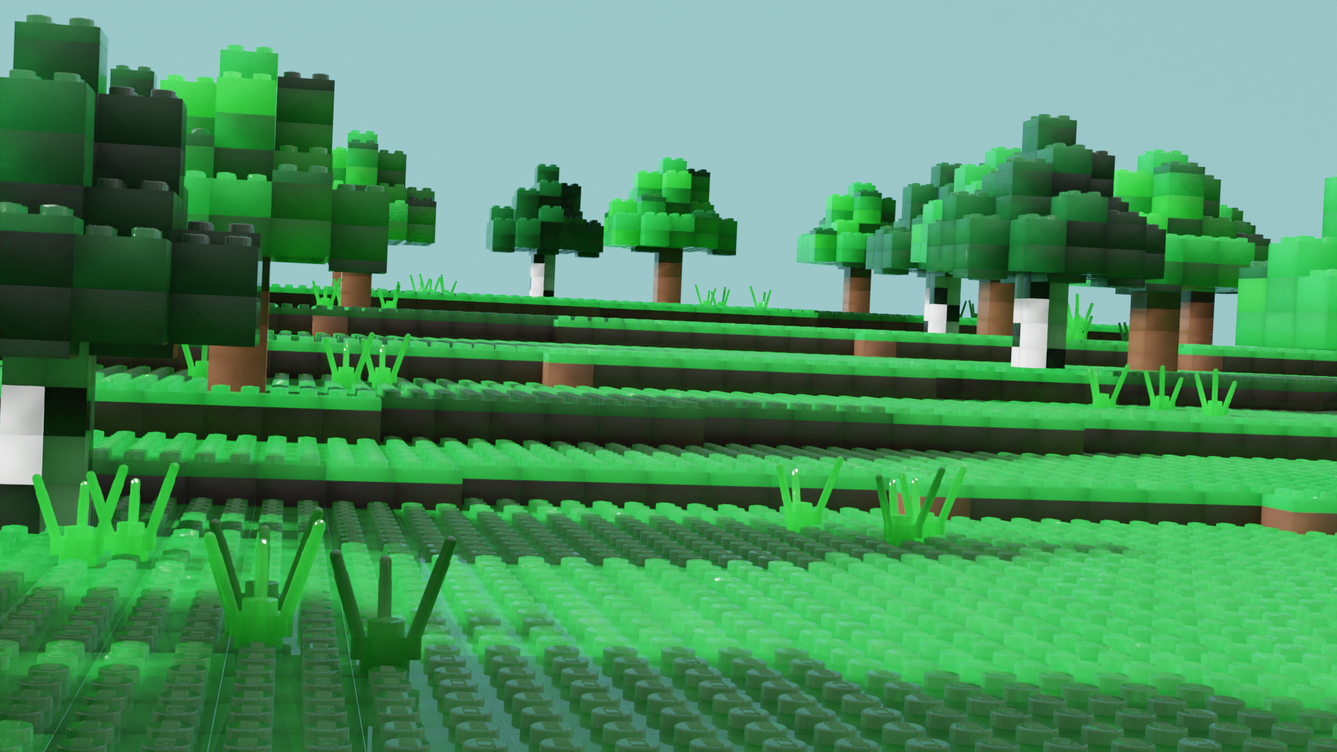 A minecraft forest made out of legos