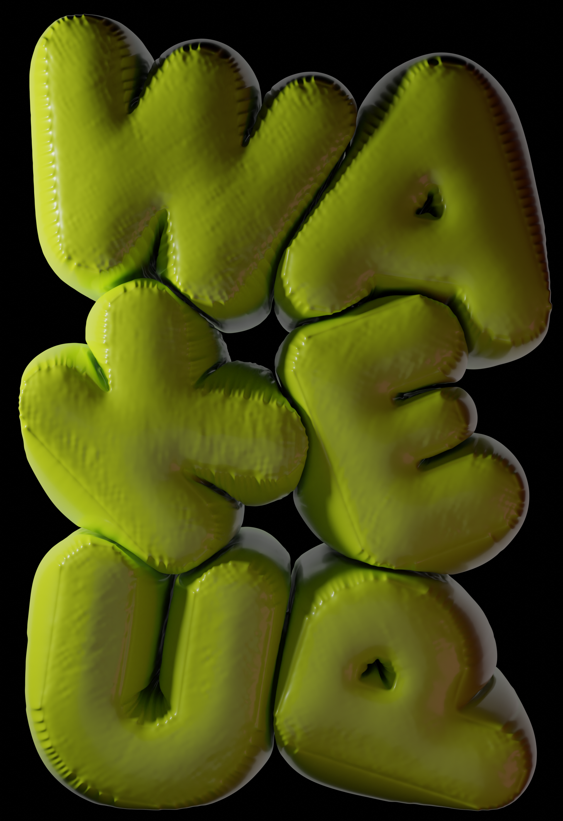 A lime green ballon text of Wake Up